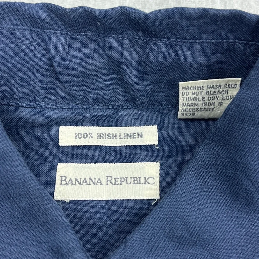 Banana Republic Shirt Mens Small Blue 100% Irish Linen Long Sleeve Button Up